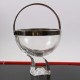 Vintage crystal ice bucket and Silver plated handle