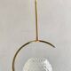 60s Arlus style pendant light, brass and glass