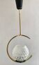 60s Arlus style pendant light, brass and glass