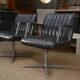 Set of 3 designer swivel metal leather office armchairs 1970