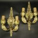 Pair of Empire style mascaron wall lights from early 1900s - gilded bronze