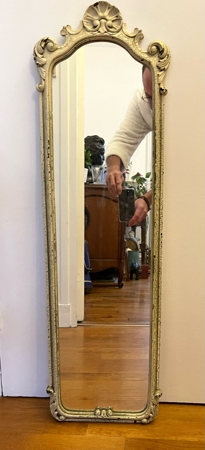 Carved painted wooden mirror