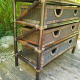 Commode en bambou et rotin