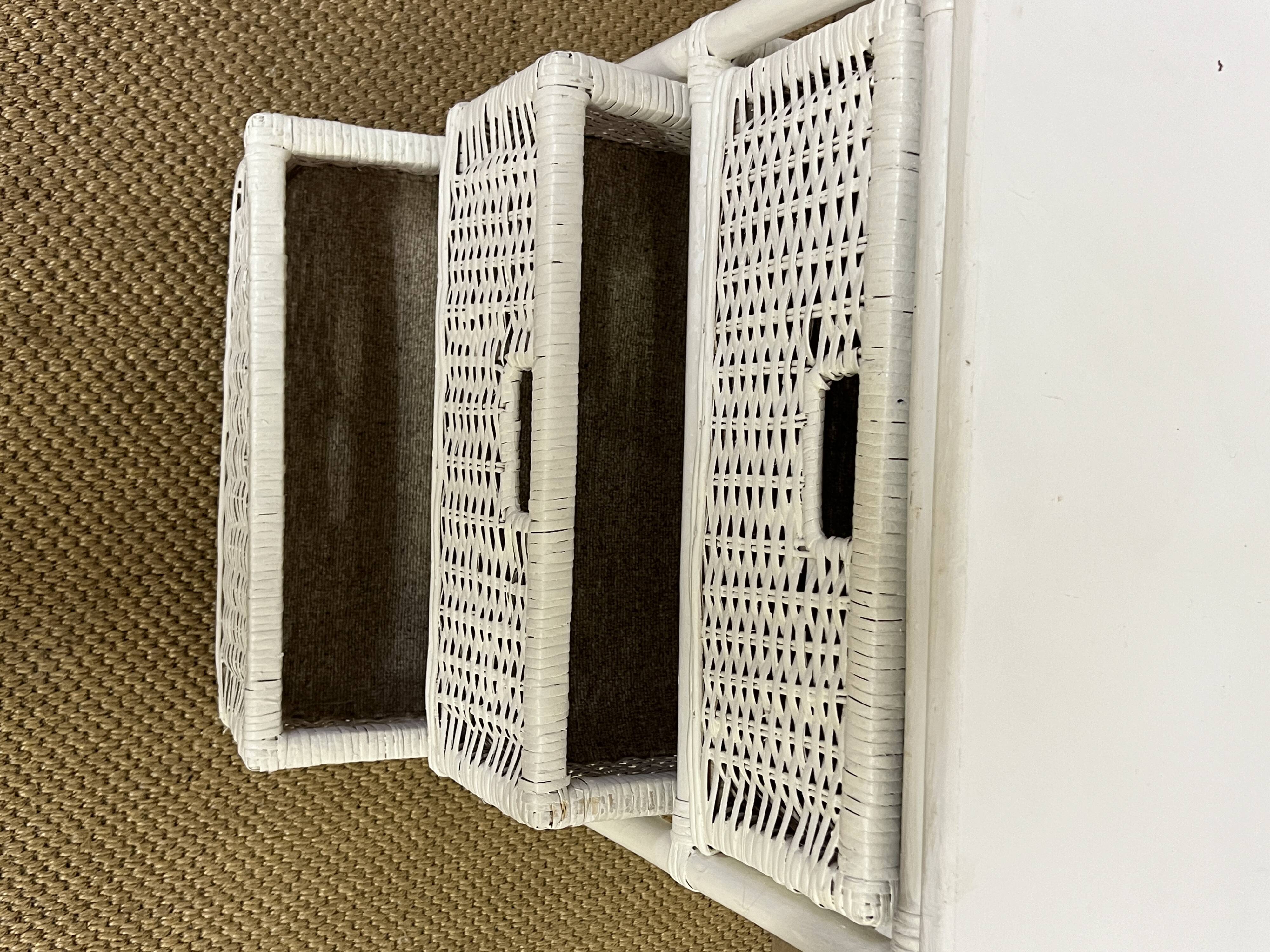 Vintage rattan storage unit, 3 drawers