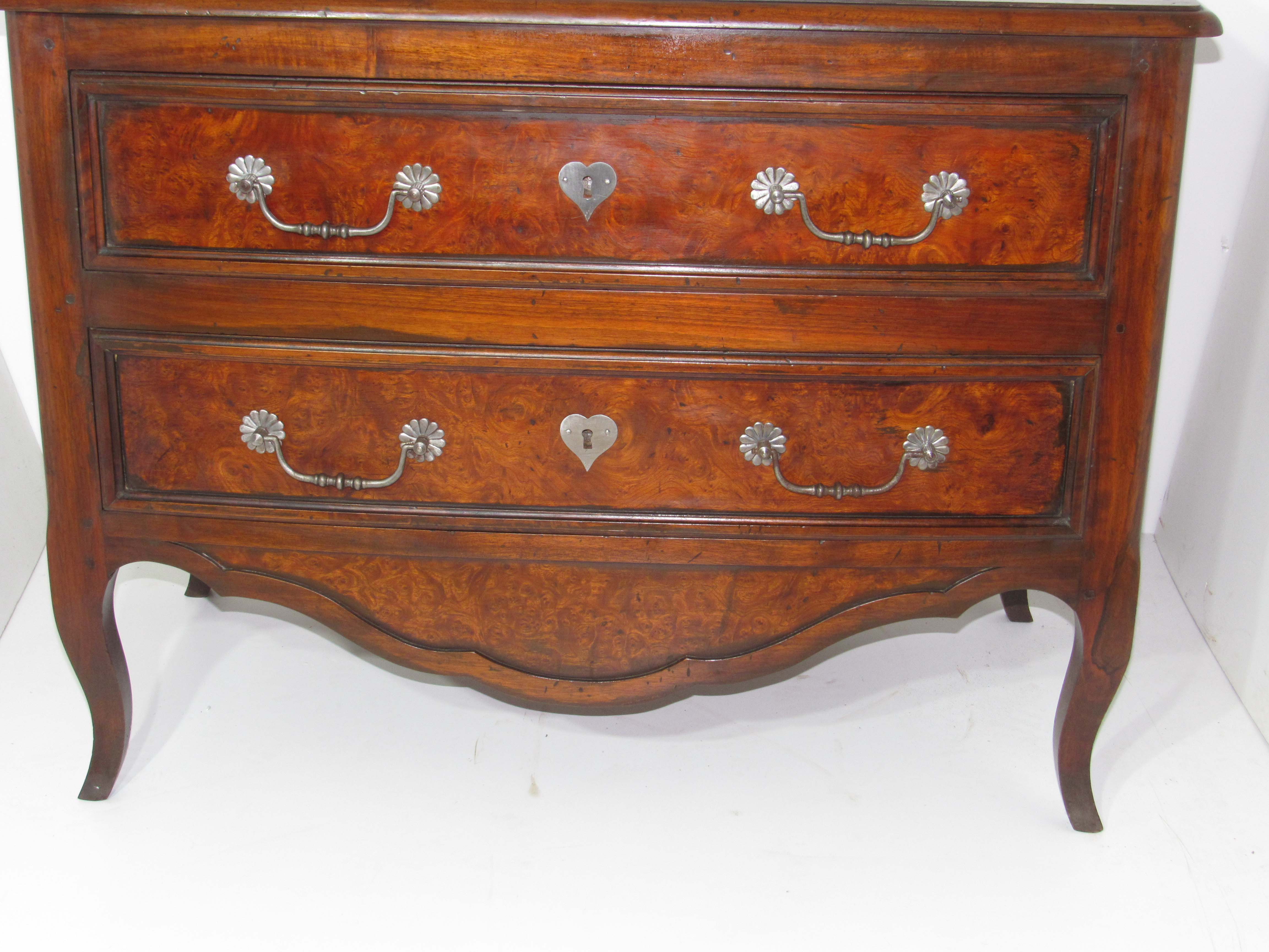 Dutch chest of drawers two mahogany drawers and walnut bramble