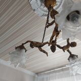 Bronze chandelier cherubs 3 fires , cherubs ( putti )