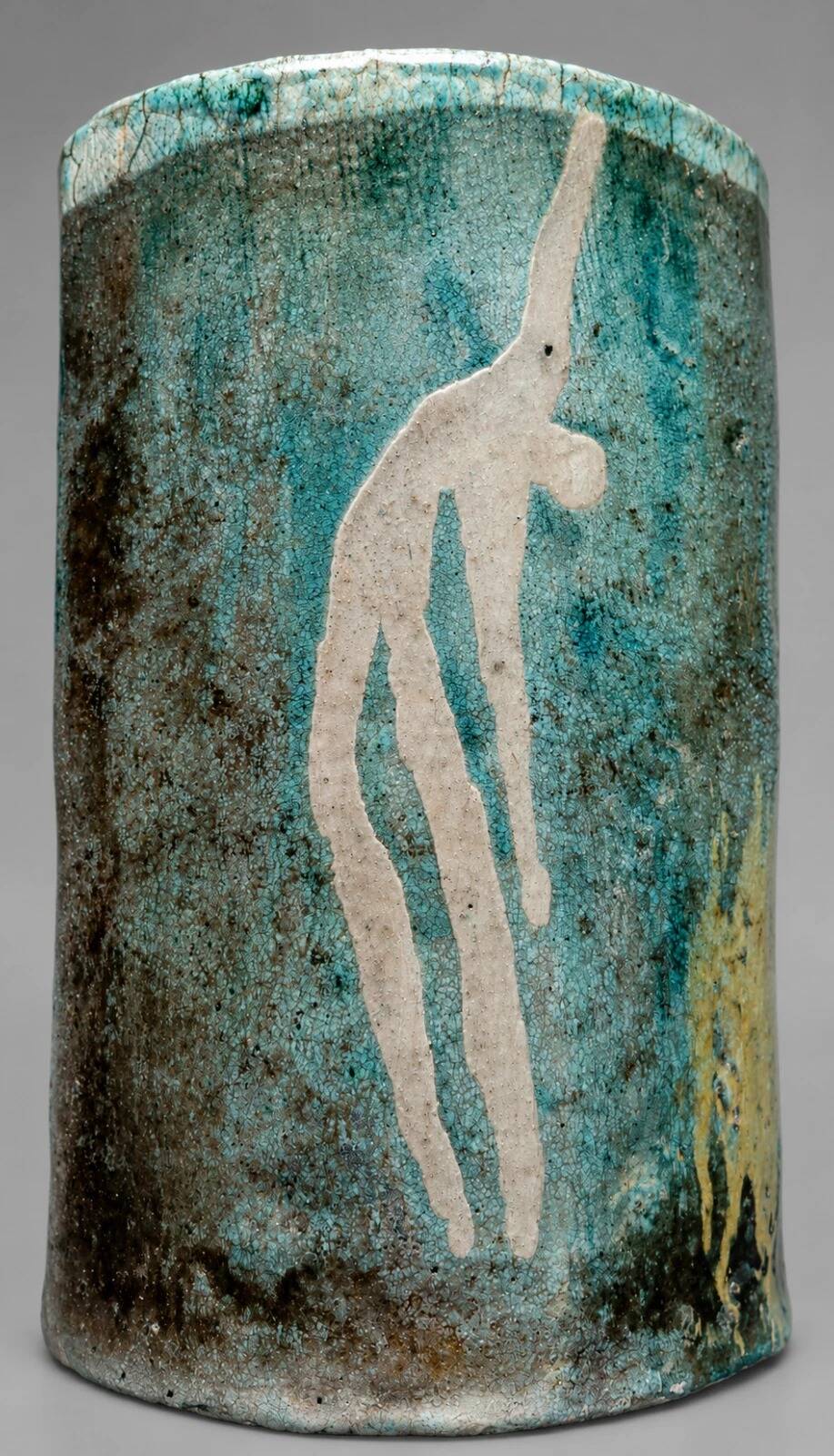 Large sculptural vase in glazed ceramic, artwork from around 1970.