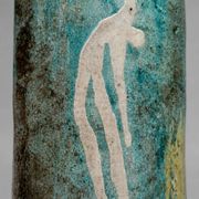 Large sculptural vase in glazed ceramic, artwork from around 1970.