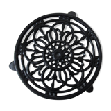Vintage 21cm black cast iron round flat