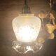 frosted glass suspension tulip shape, twisted linen cord, vintage