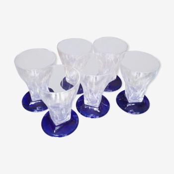 Lot de 6 verres pied bleu