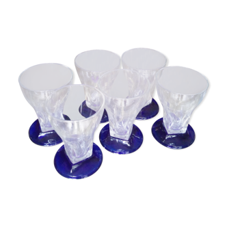 Lot de 6 verres pied bleu