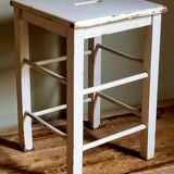 Workshop stool in vintage patinated solid wood