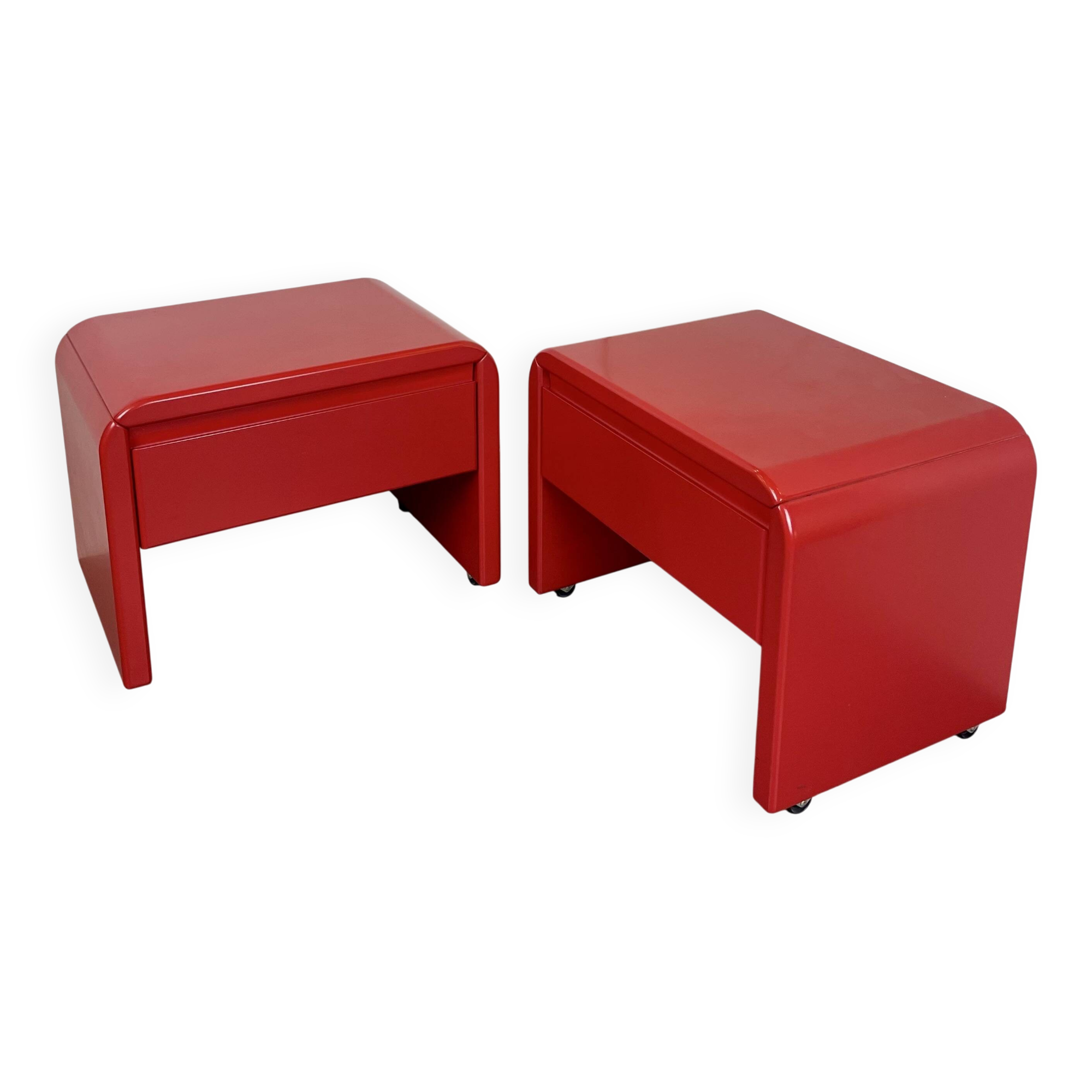 Pair of red bedside tables, 1980s