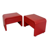 Pair of red bedside tables, 1980s