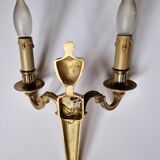 Pair of classic electrified brass wall lights