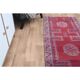 Vintage 1970s Turkish Oushak Handmade Pink Red Wool Wool Runner 89X265