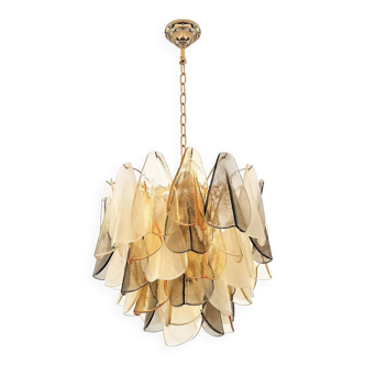 Contemporary Modern Multicolour Amber "Rondini" Murano Chandelier by Simoeng