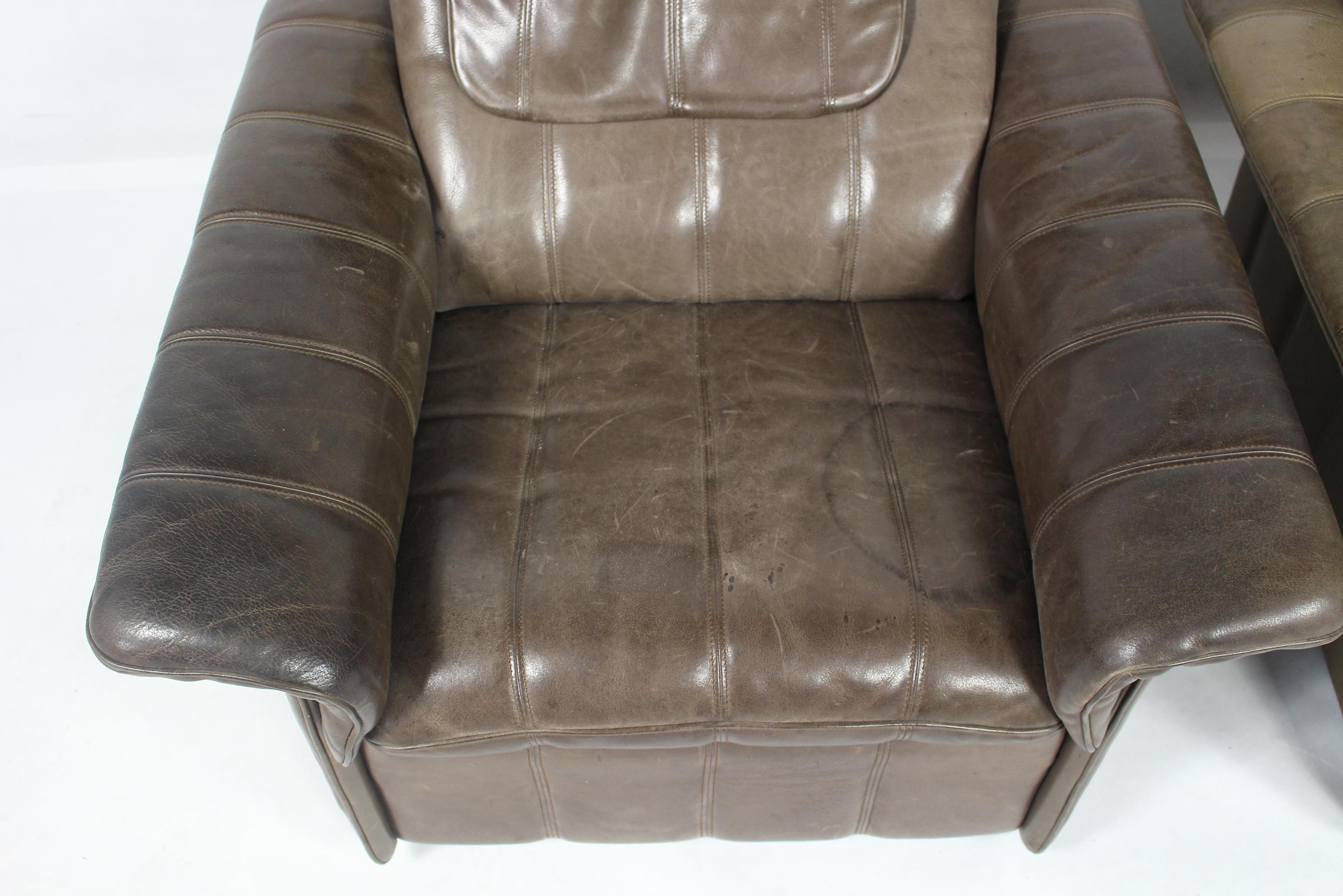 Pair of buffalo leather lounge chair 1970's