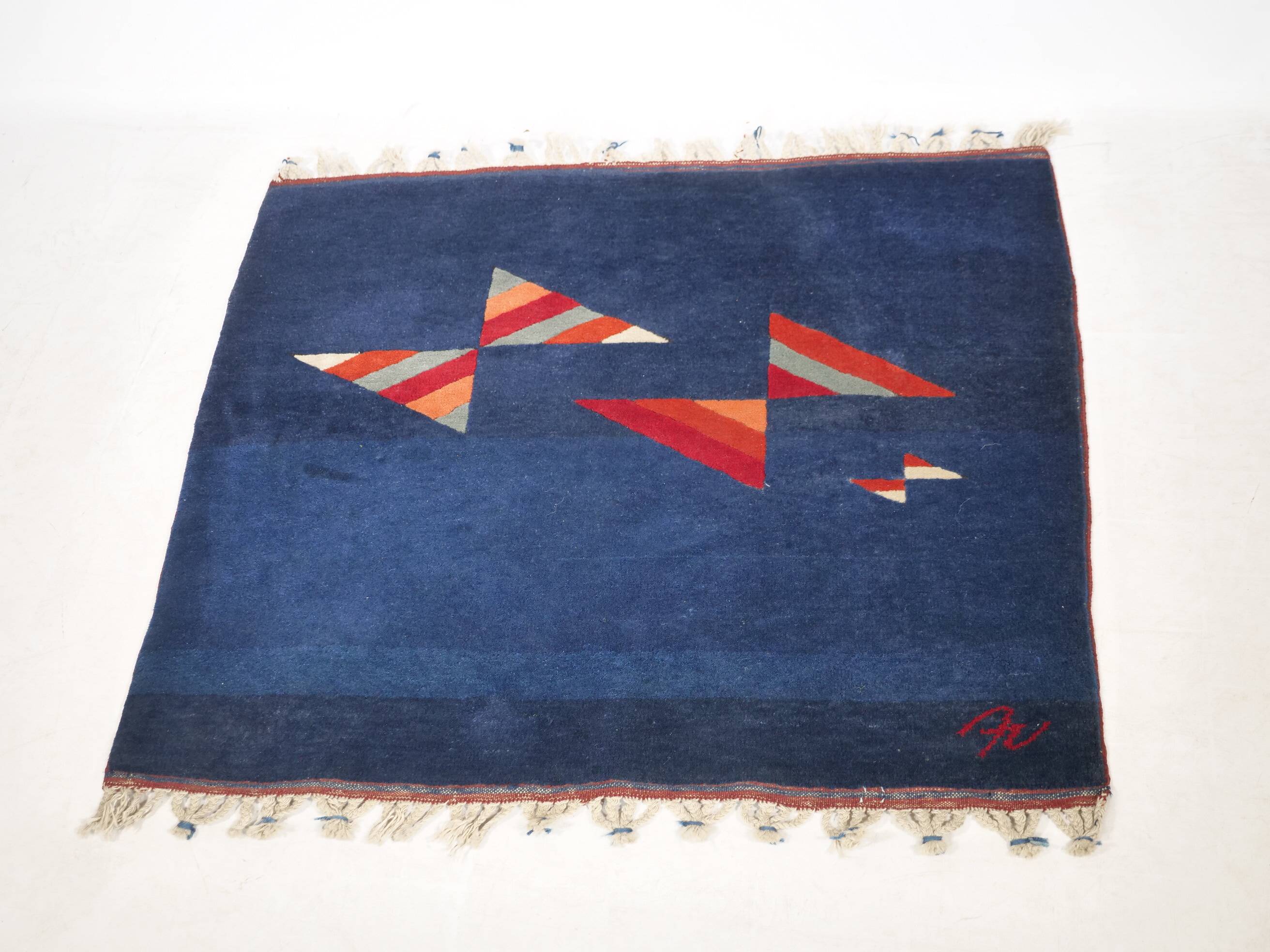 Postmodern Hand-Knotted Wool Rug from Nepal, 1980s Vintage