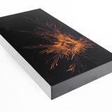 Vintage coffee table. Black lacquered wood with design by H D. France, 1980s