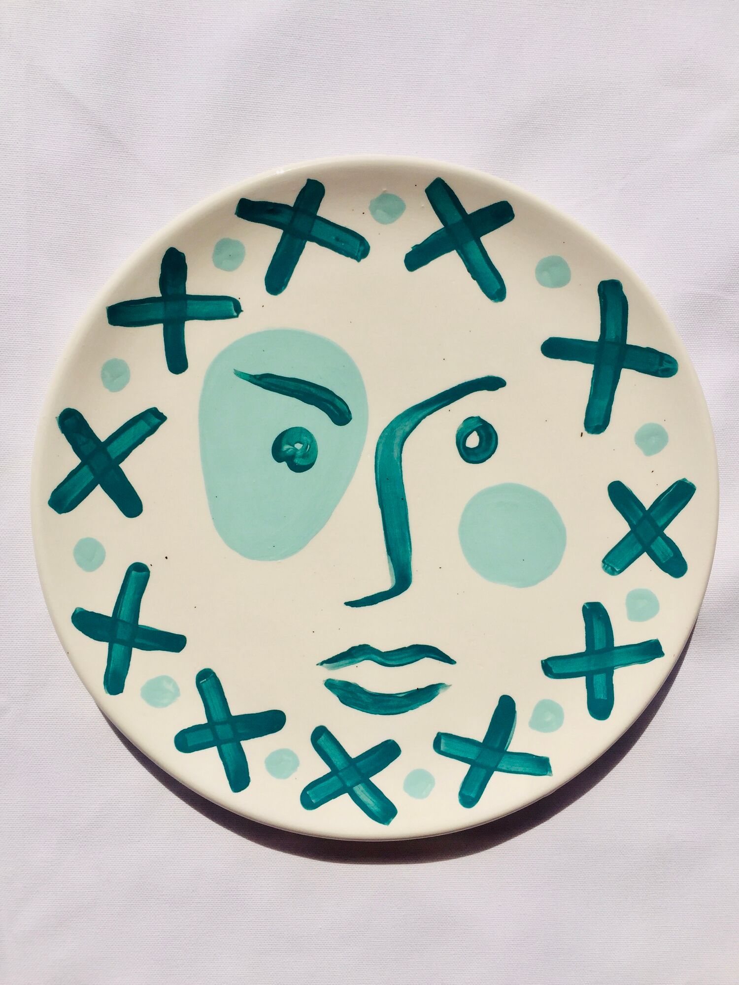 Set of 6 matching plates to hand-painted enamelled ceramic dinner