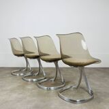 4 chairs by Michel Charron, 1970, plexiglass and aluminum