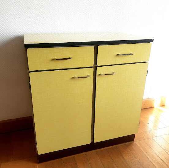 Lemon yellow formica sideboard 1960