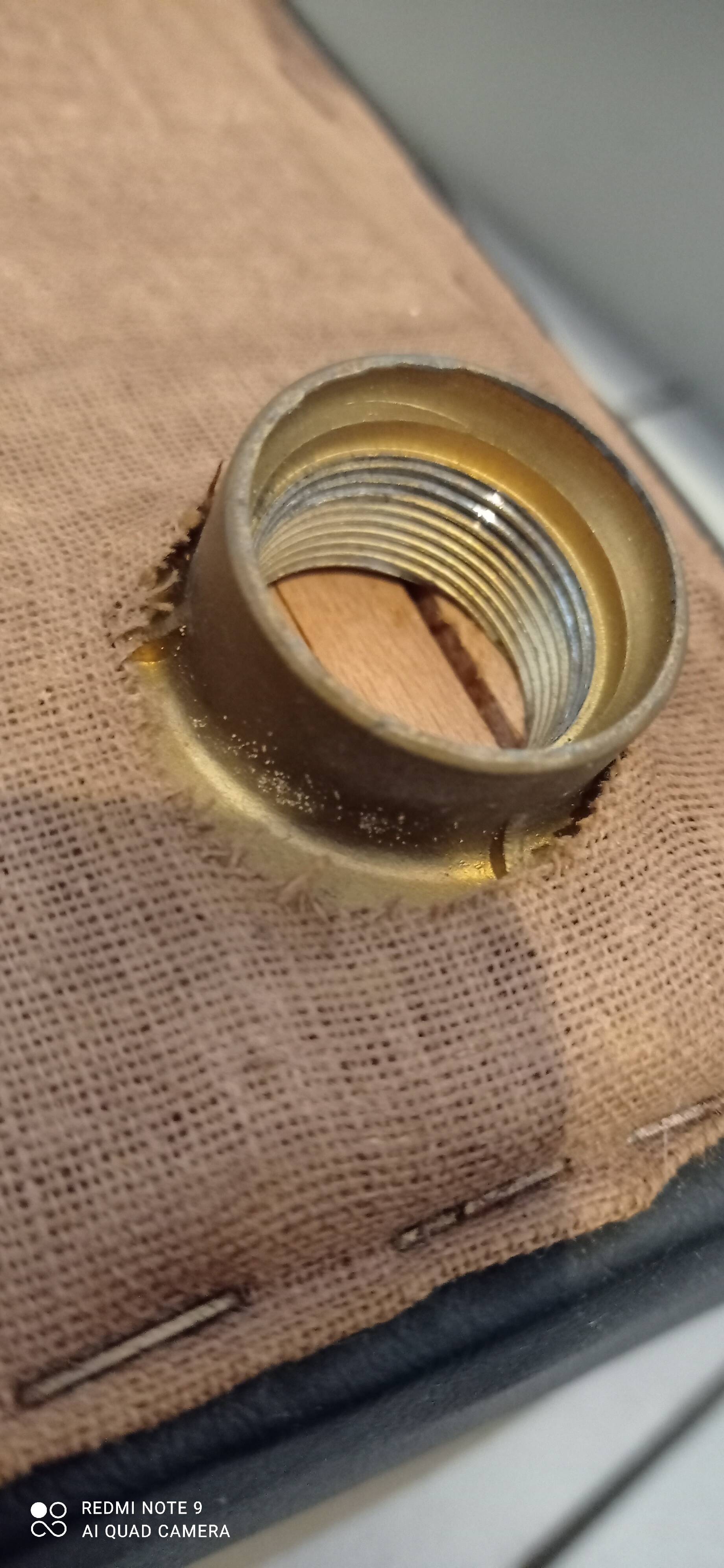 old footrest/pouf 4 brass compass legs 60s