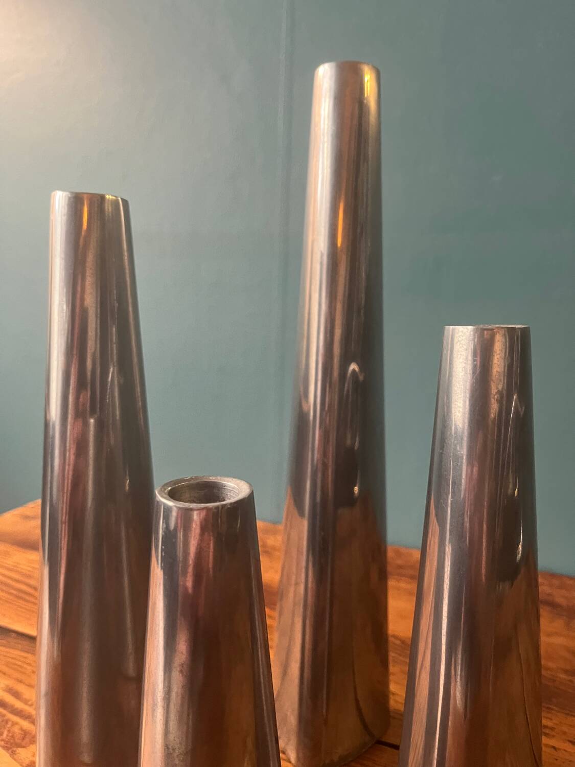 Set of 4 vintage aluminum candle holders from Ikea 1990