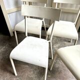 4 beige metal garden chairs