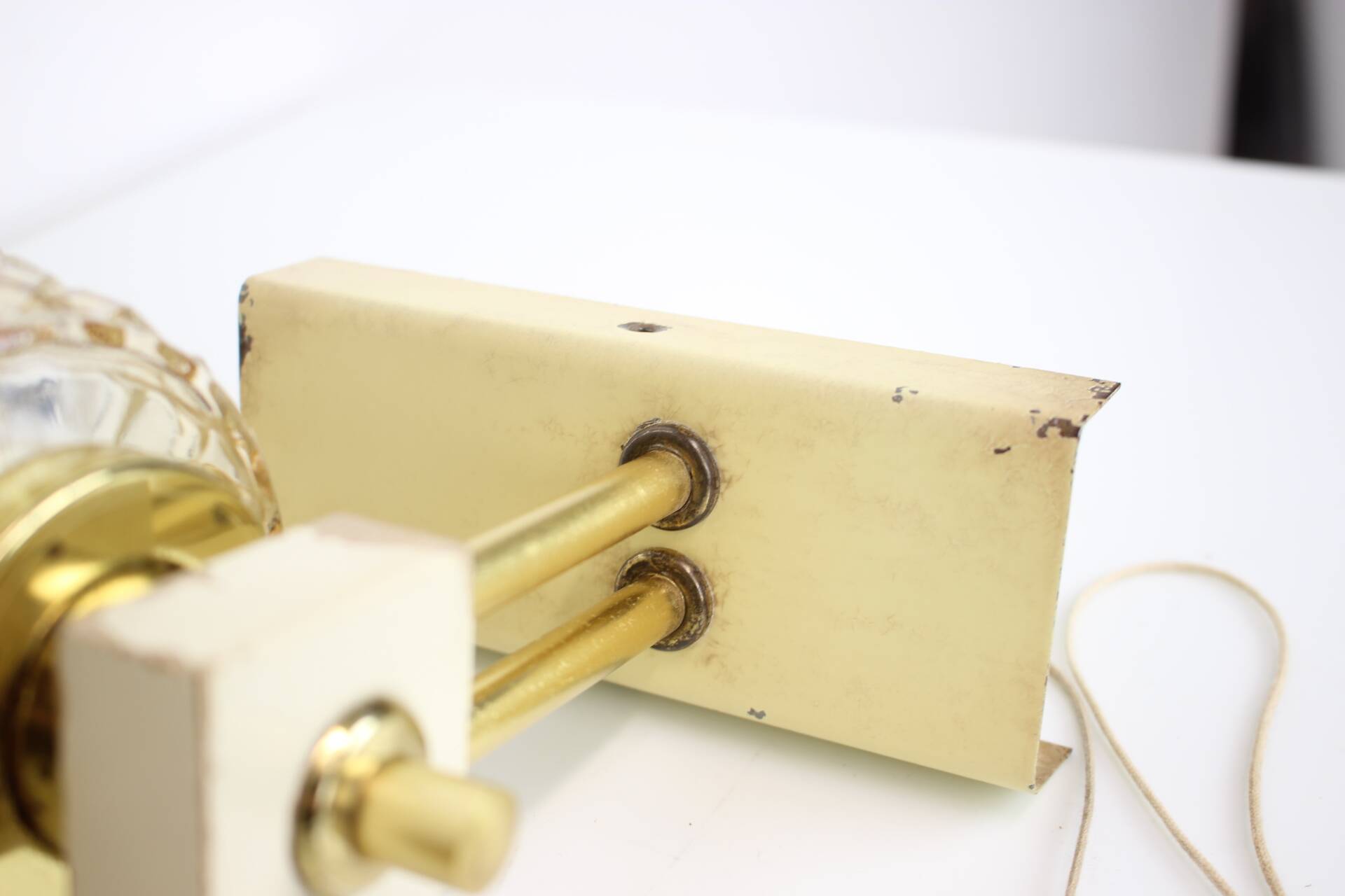 1970s Pair of Two Wall Lamps with Glass Shades, Czechoslovakia