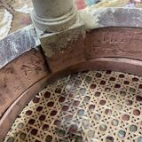 Banquette de piano Louis XVI en cannage et bois rechampi