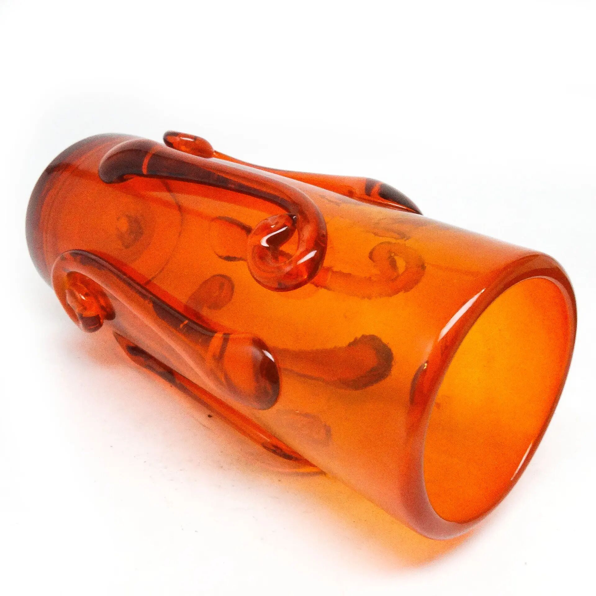 Postmodern vase, orange glass, designed by J. Słuczan-Orkusz, Poland, 1970s