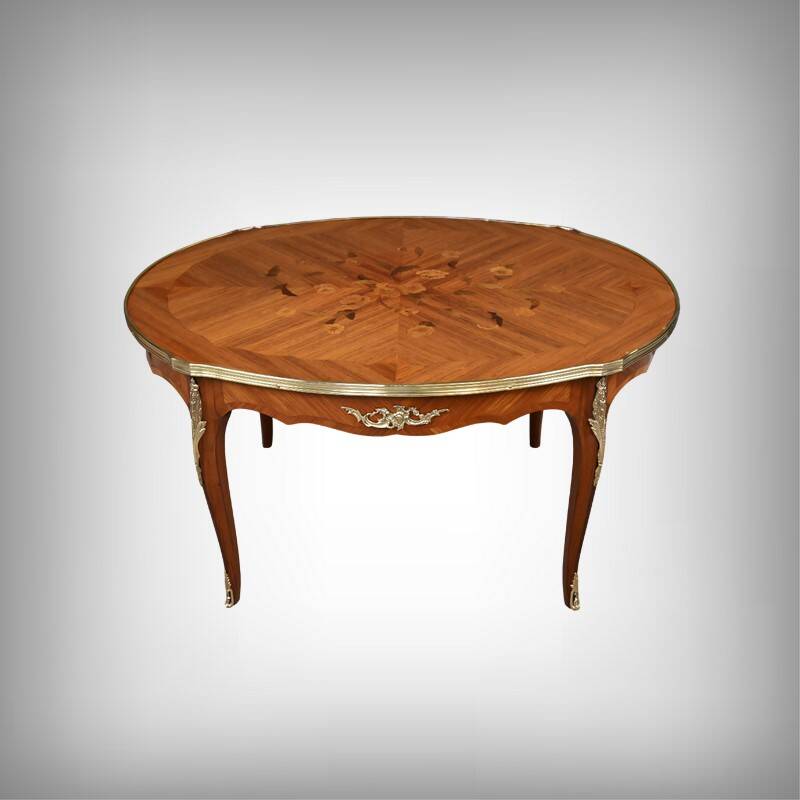Rosewood marquetry coffee table, Louis XV style – Mid 20th century