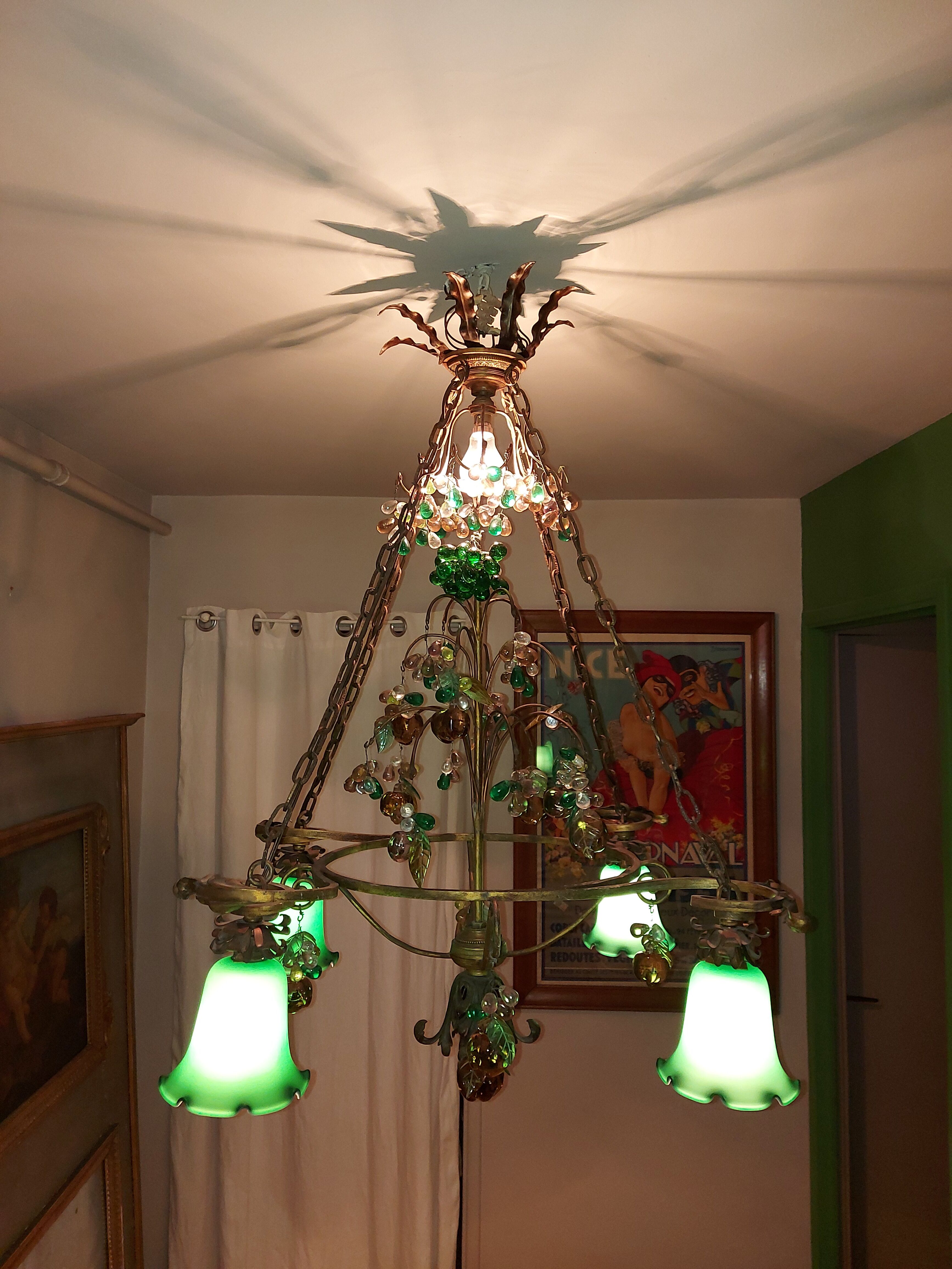 Very large art nouveau chandelier Murano (1 meter)