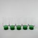 Lot de 5 verres Long Drink Design à pieds vert, 1970