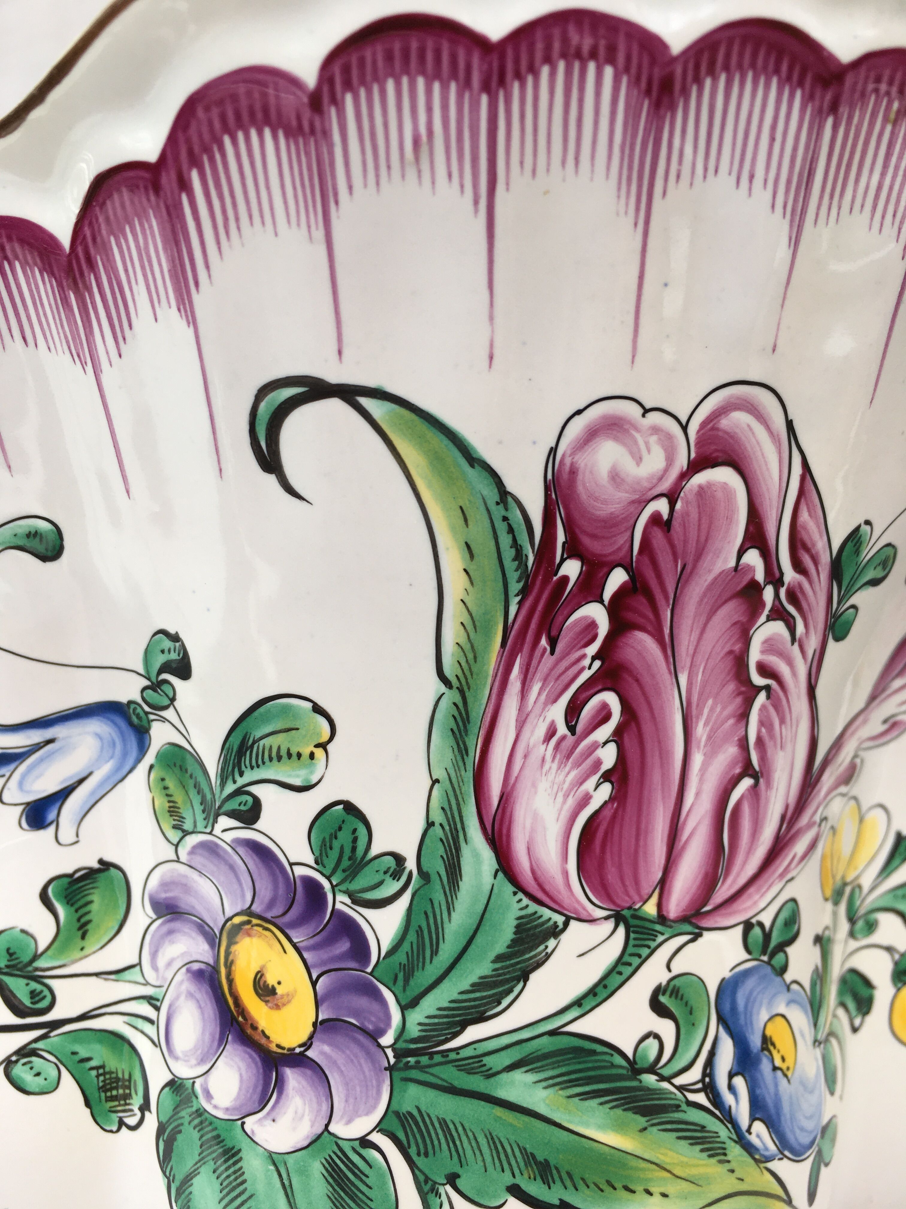 Polychrome Lunéville-style flowerpot or ice bucket