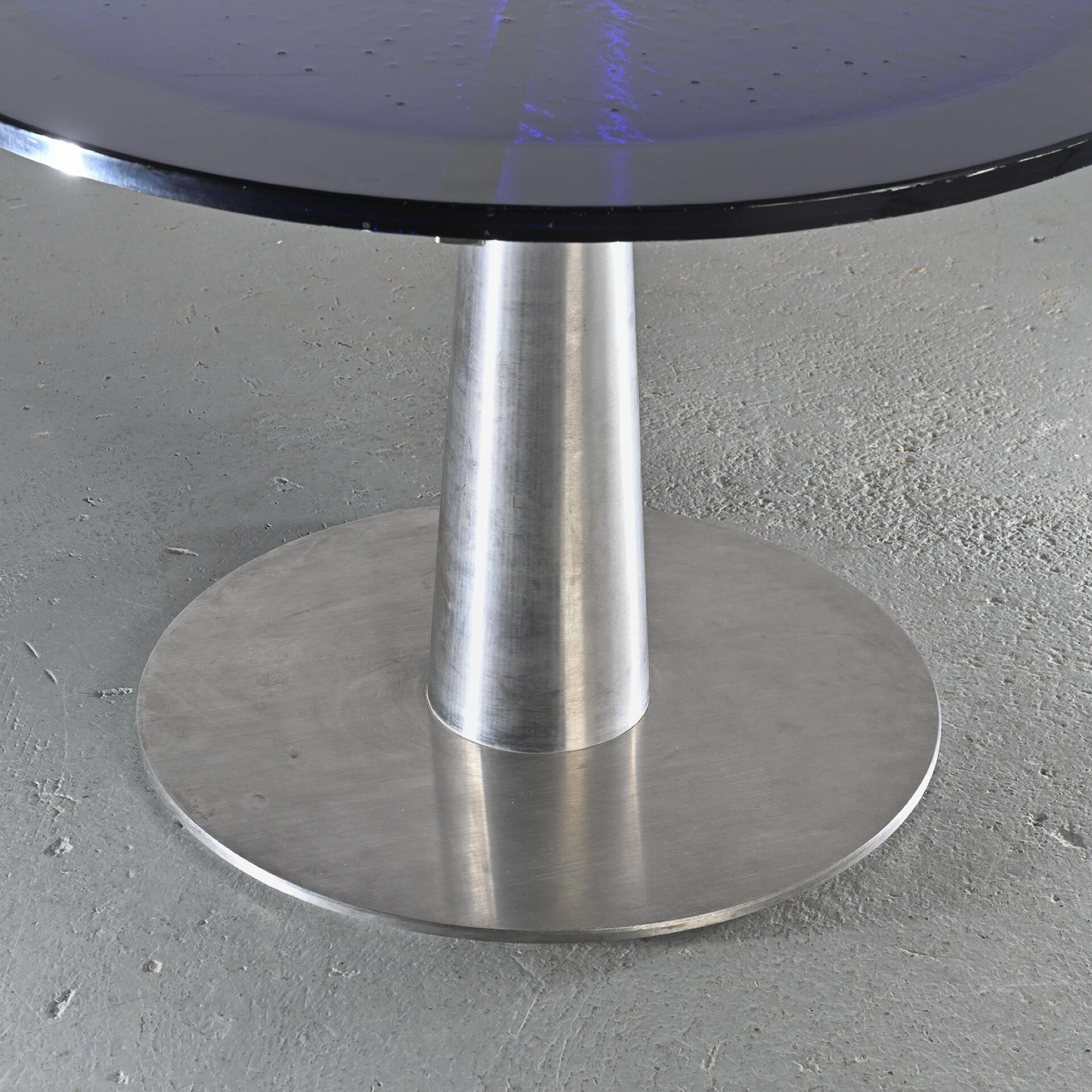 Table à manger en verre soufflé et acier par Perrin & Perrin, vers 1990.