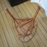 Rattan table, triangular, vintage.