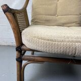 Colonial armchair in wood and canework