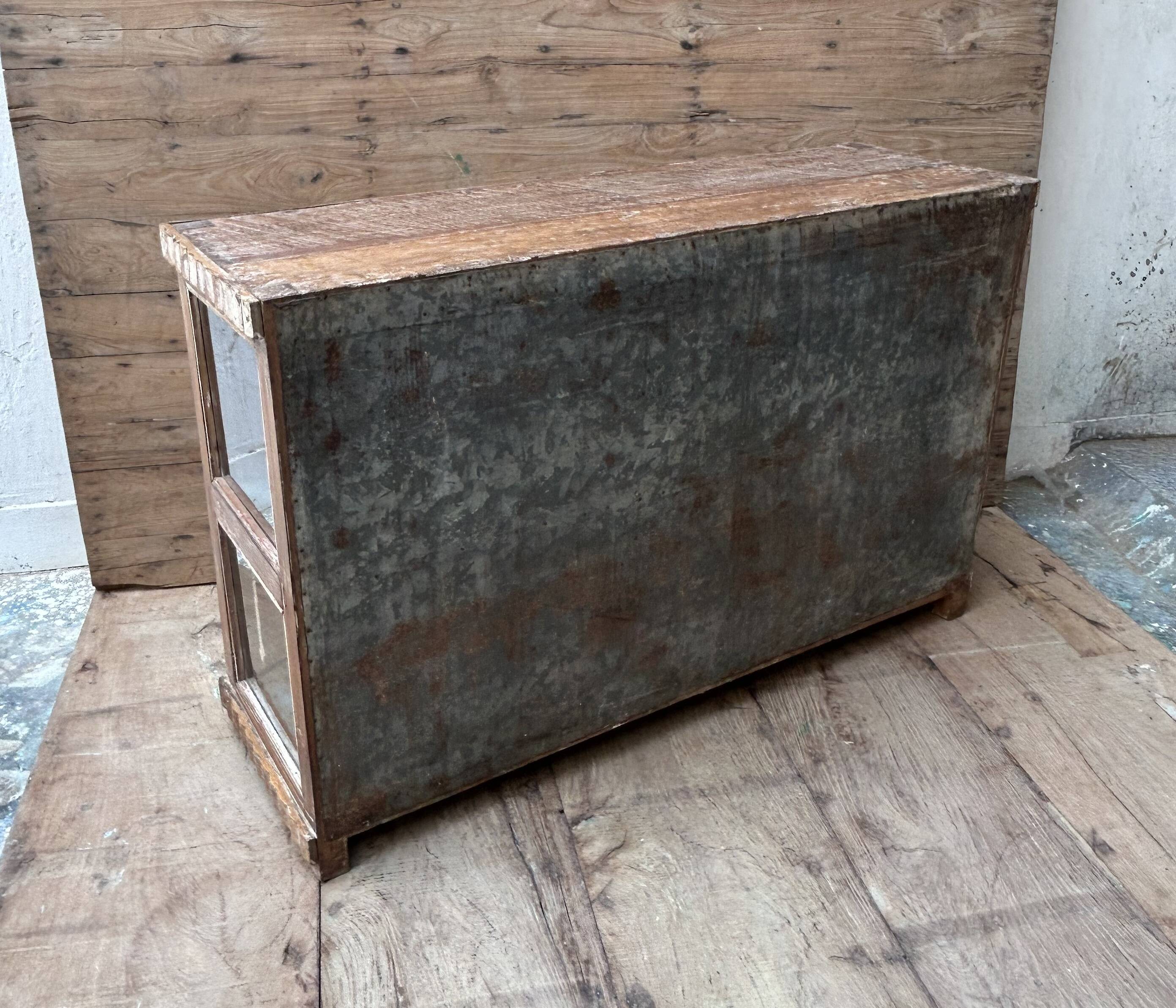 glazed teak buffet with original patina