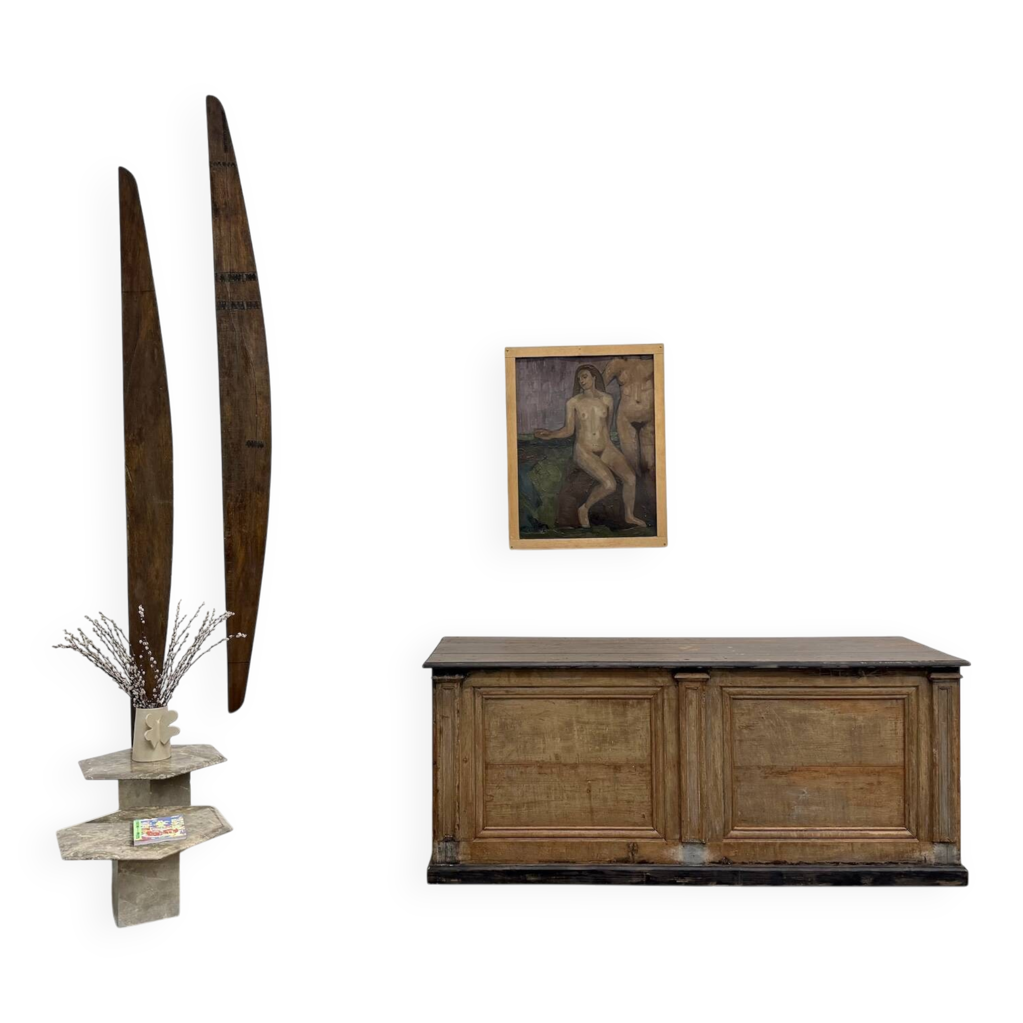 Large Antique Pine Trading Counter