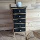Chiffonnier bois brut et noir 5 tiroirs