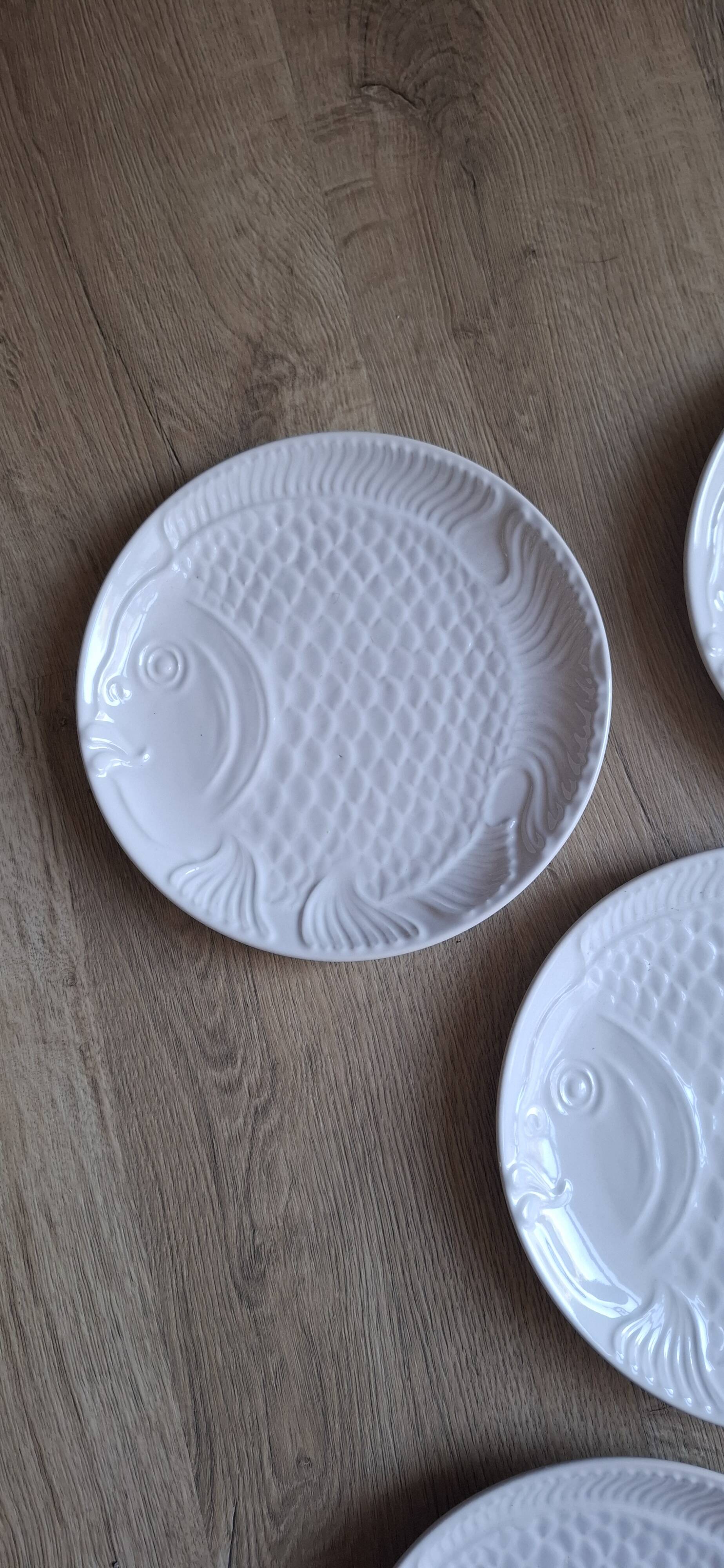 Set 5 assiettes poisson porcelaine blanche