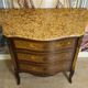 Lady's curved commode in Louis XV style, inlaid with marble – 19th century