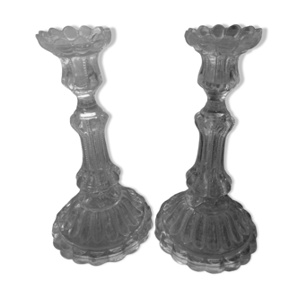 Pair of glass candlesticks