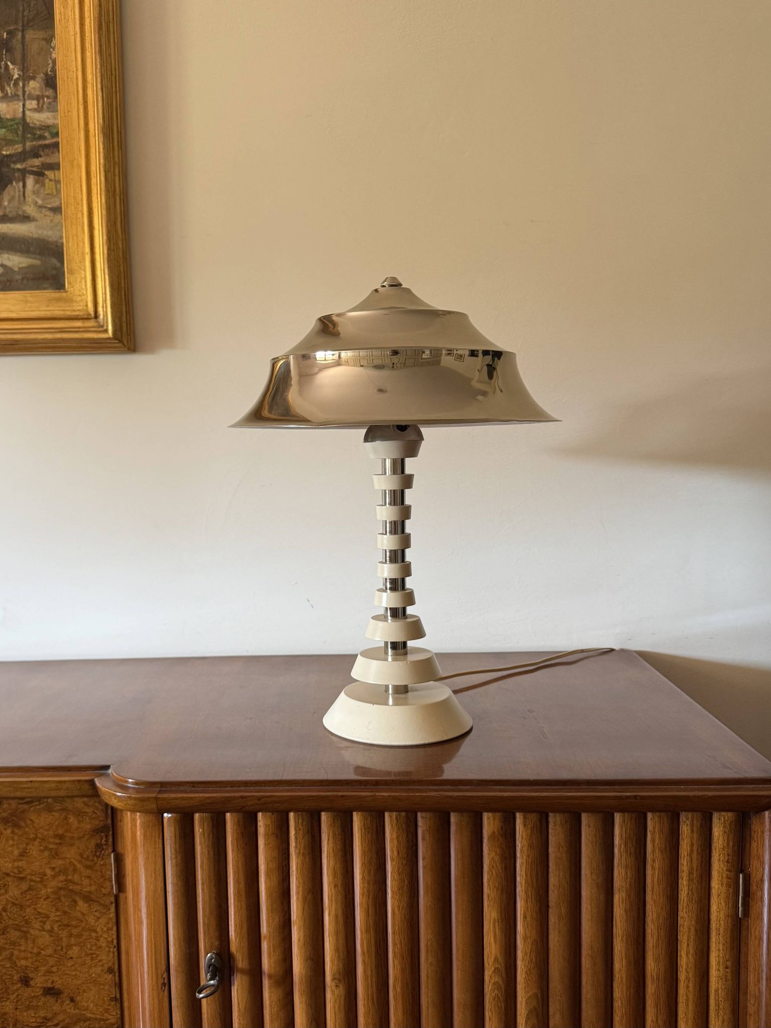 Lampe de table pagode de l'âge spatial, France années 1970