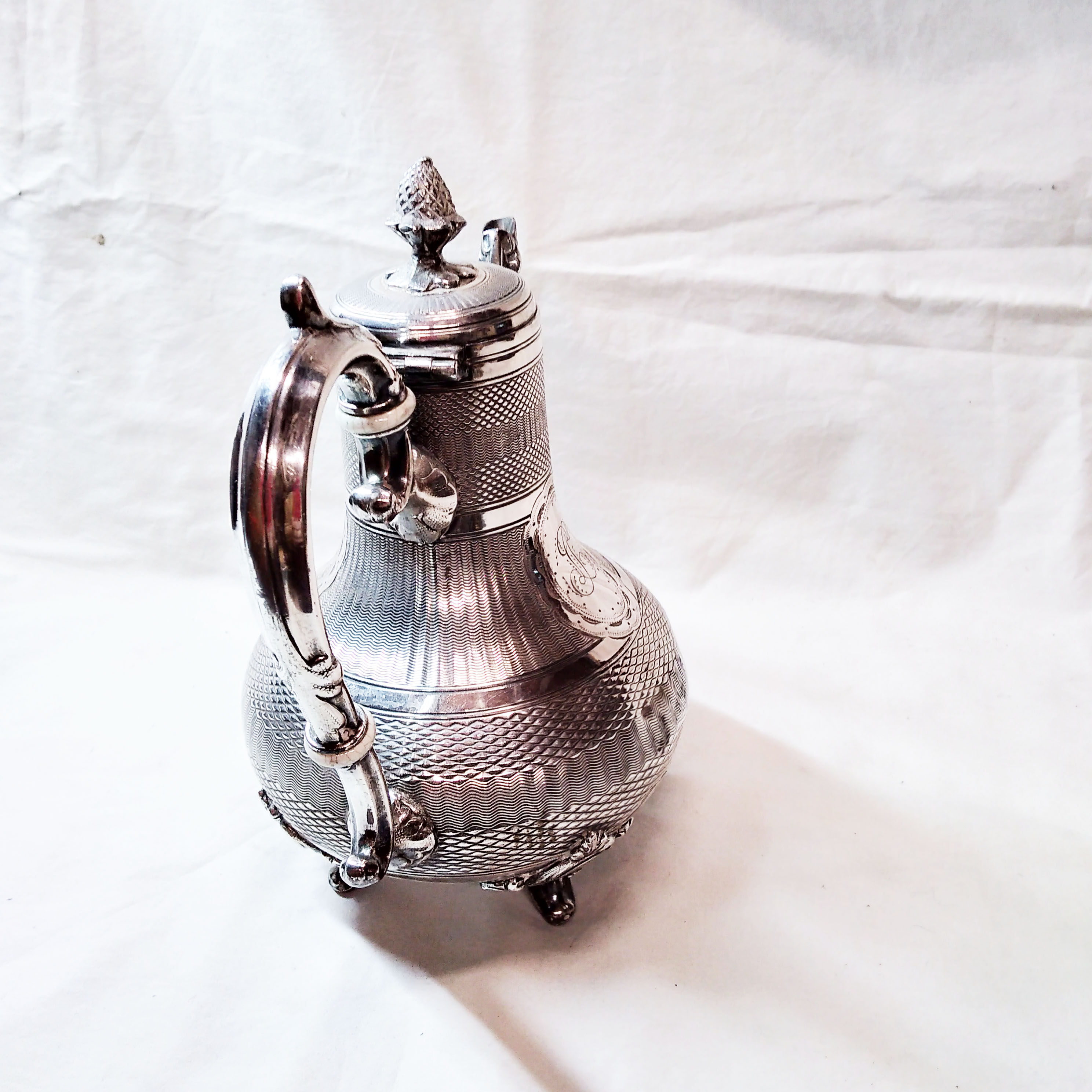 Silver metal teapot