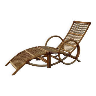 Fauteuil et repose-pieds en bambou
